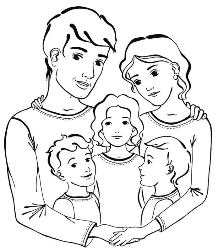 Моя семья рисунок карандашом 5 человек