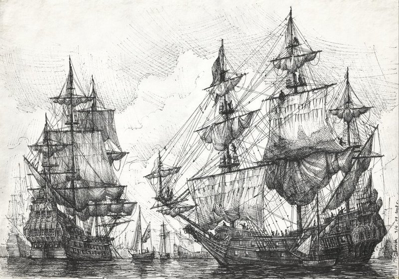 Корабль: рисунок карандашом