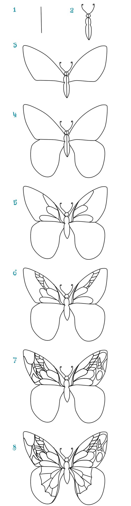 Бабочка рисунок для срисовки легкие