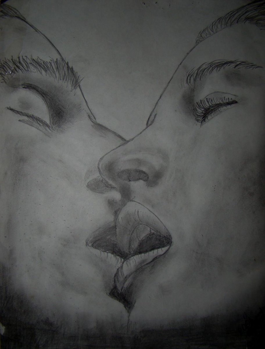 Рисунки простым карандашом поцелуй
